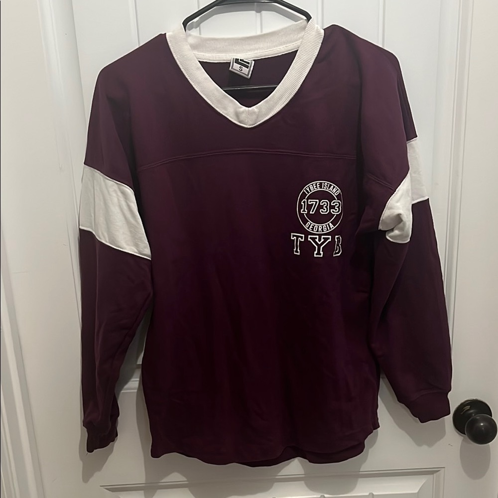 Ty Kids Maroon and White Long Sleeve Shirt